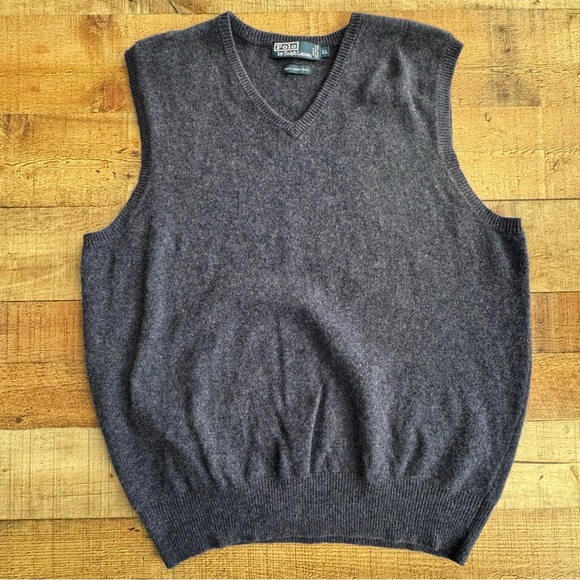 Polo by Ralph Lauren 100% Lambswool Sweater Vest Blue Mens XL